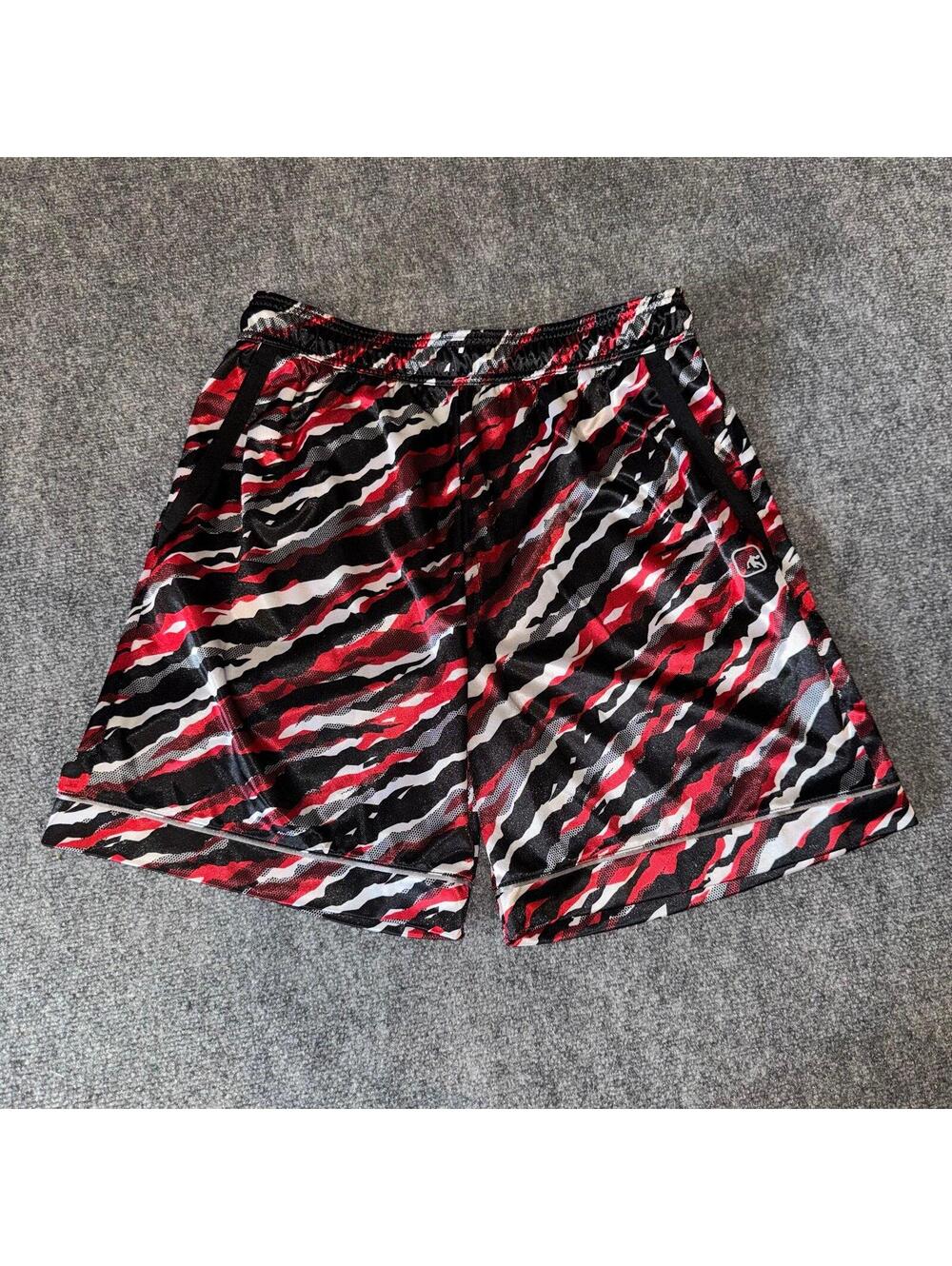 AND1 Red Baggy Dazzle Hoop Shorts Mens LG Vtg y2k 90s Rare